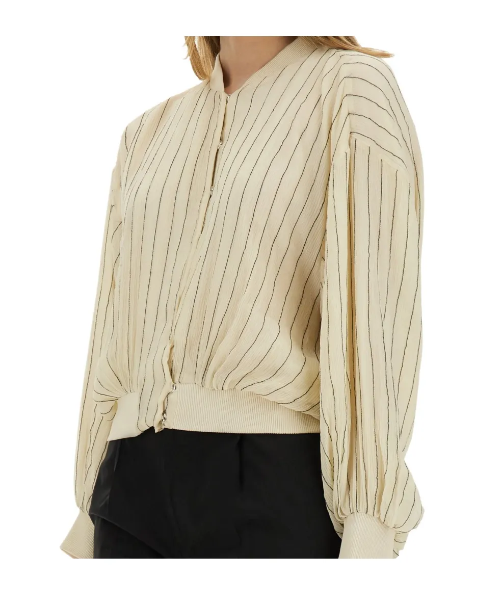 Stitched Striped Bomber Jacket