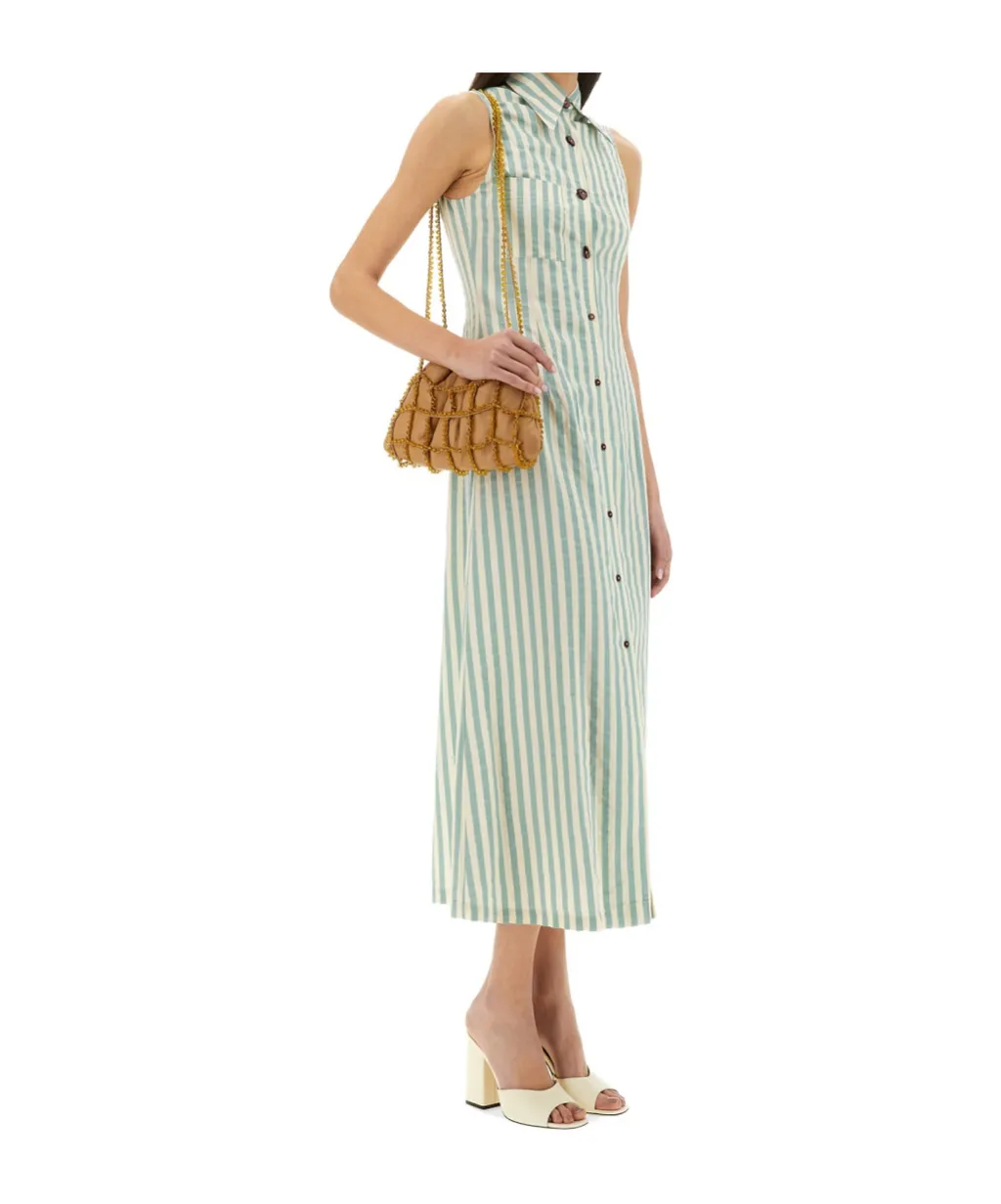 Striped Button-Down Midi Dress