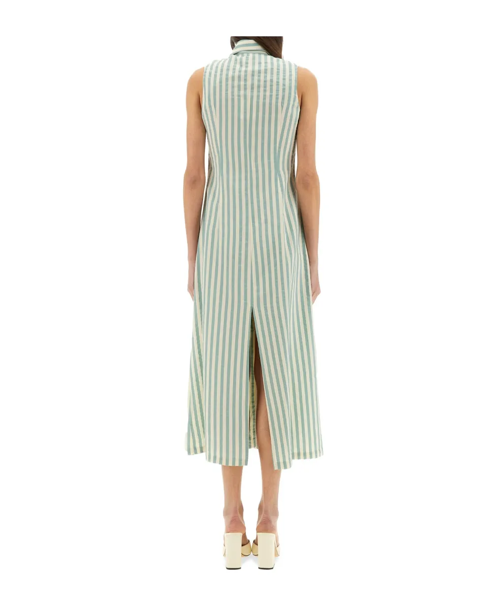 Striped Button-Down Midi Dress