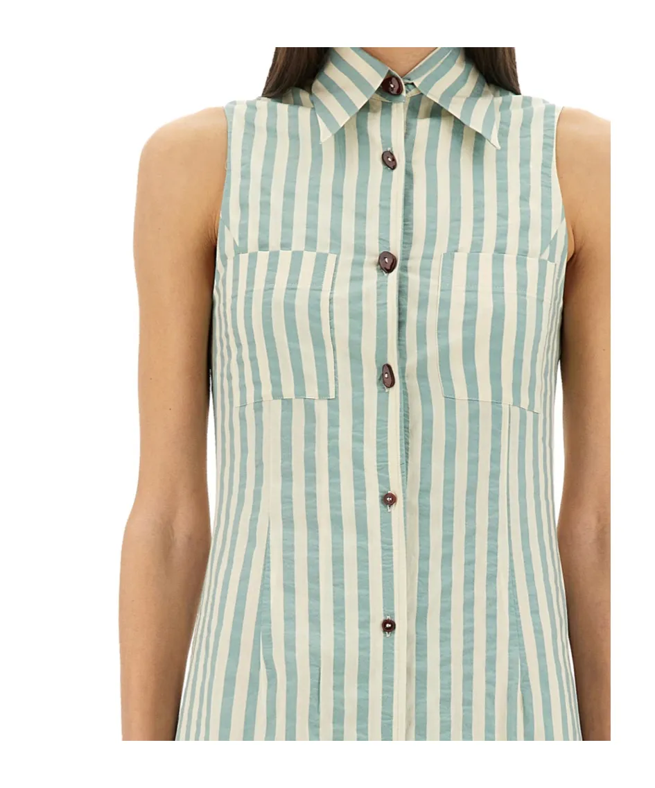 Striped Button-Down Midi Dress