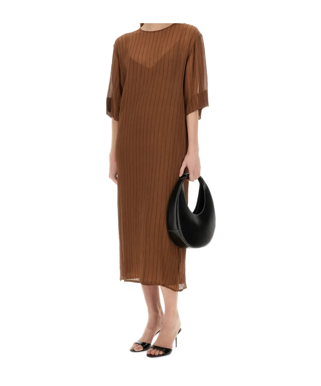 Short Sleeved Striped Midi Dress