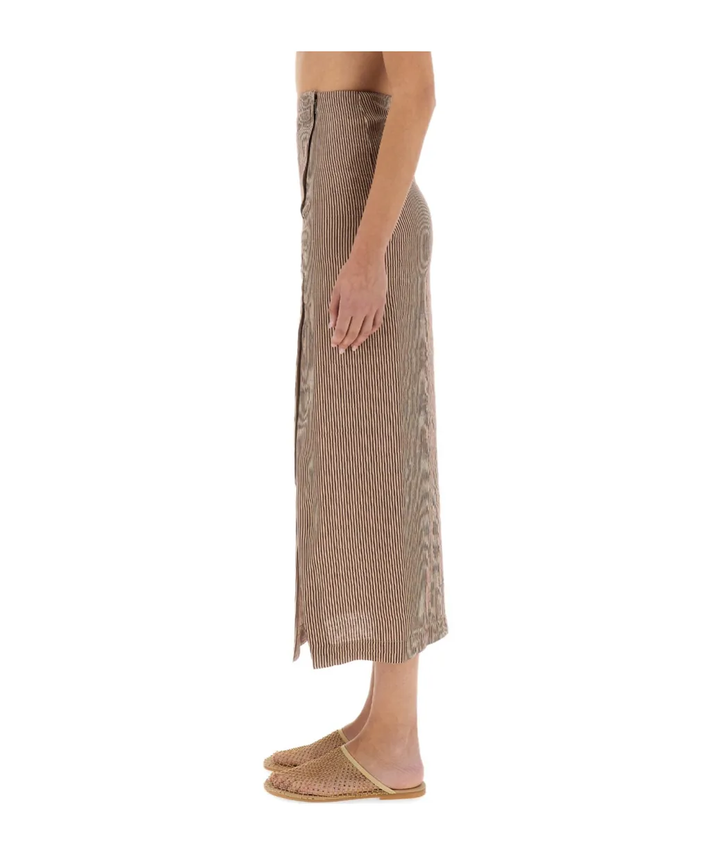 Micro Striped Longuette Skirt