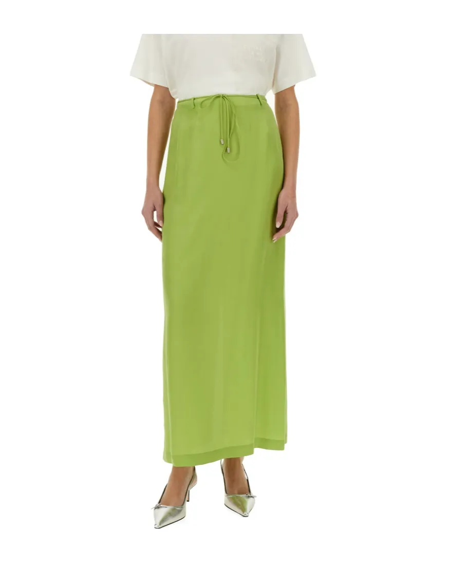Slit-Detailed Drawstring Maxi Skirt