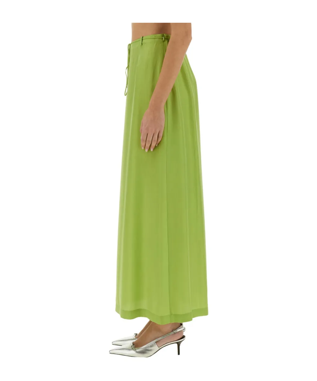 Slit-Detailed Drawstring Maxi Skirt