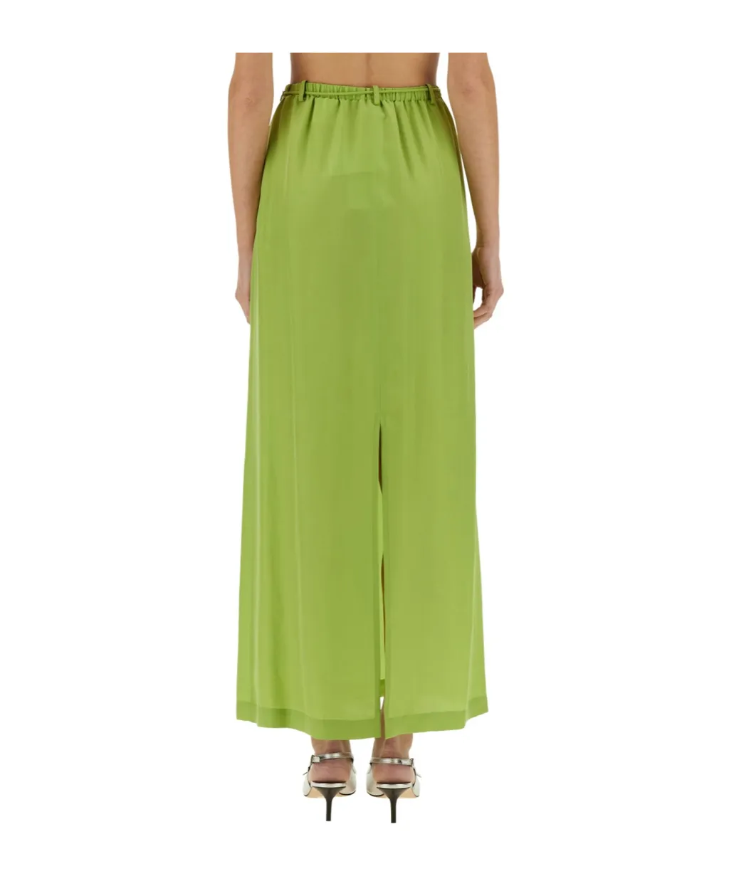 Slit-Detailed Drawstring Maxi Skirt