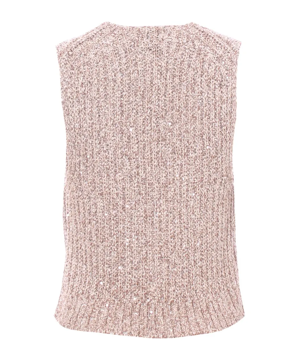 Sequin-Embellished Knitted Vest