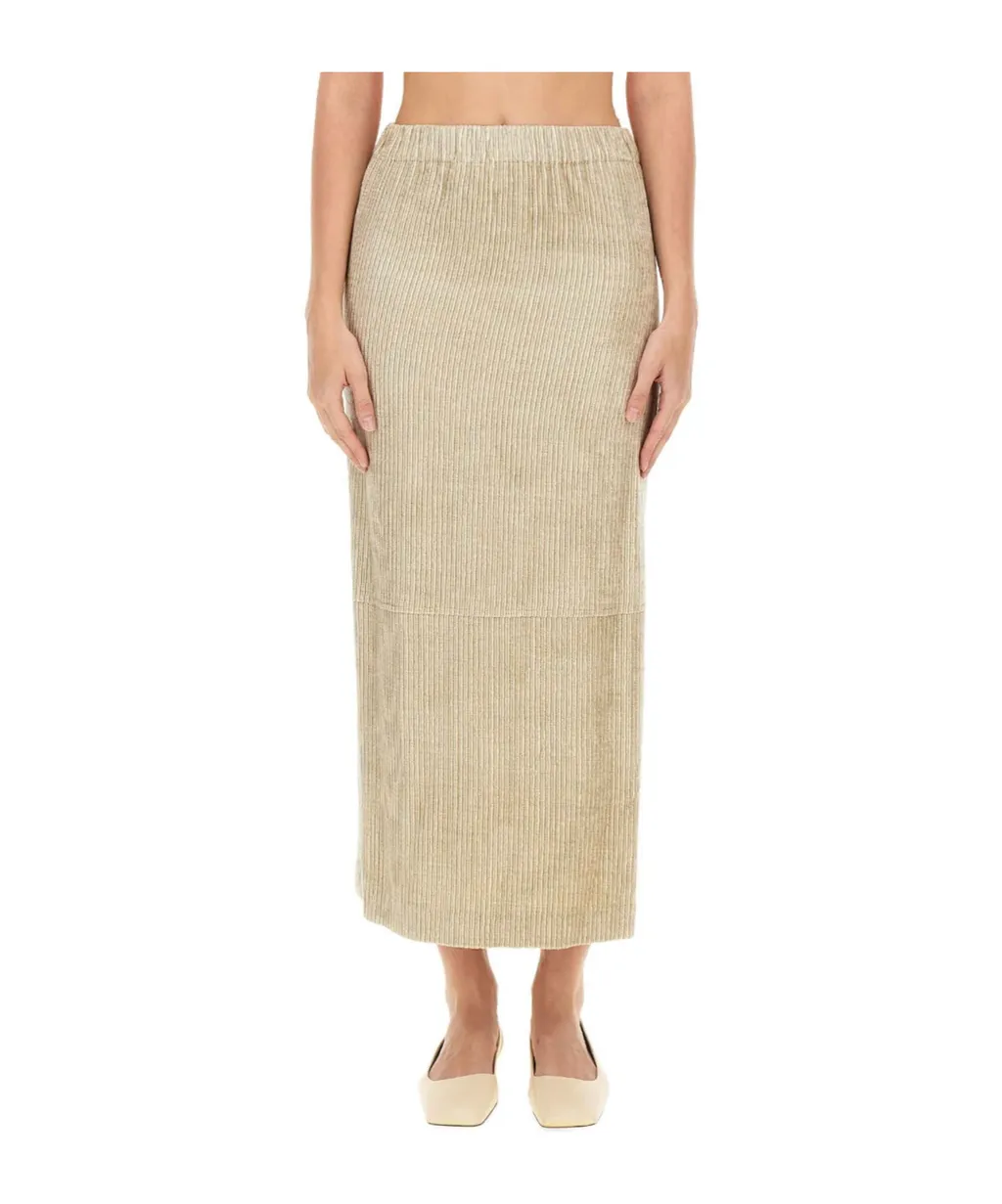 Elasticated Waistband Striped Midi Skirt