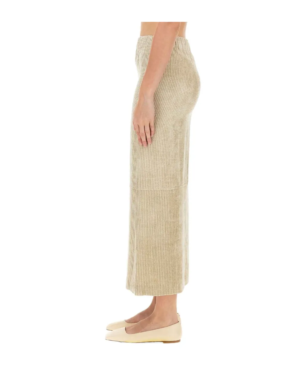 Elasticated Waistband Striped Midi Skirt