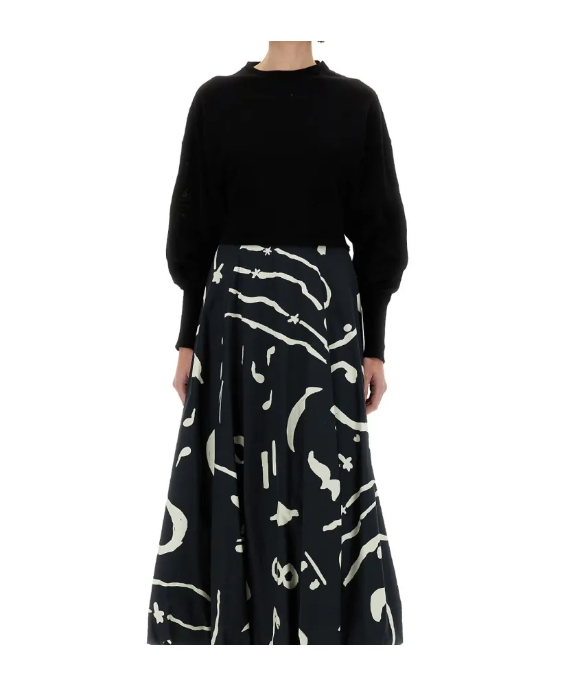 Long Sleeved Crewneck Cropped Sweater
