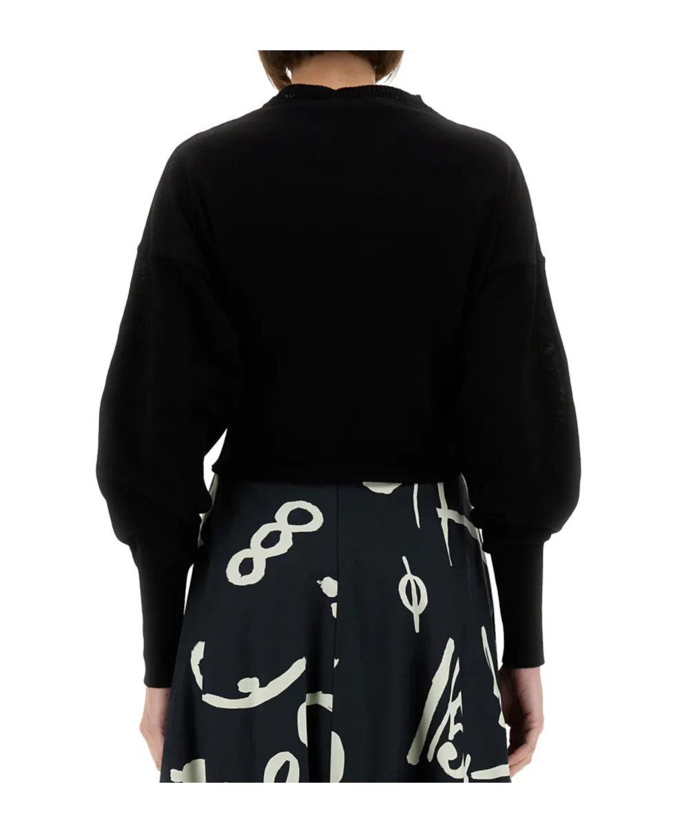 Long Sleeved Crewneck Cropped Sweater