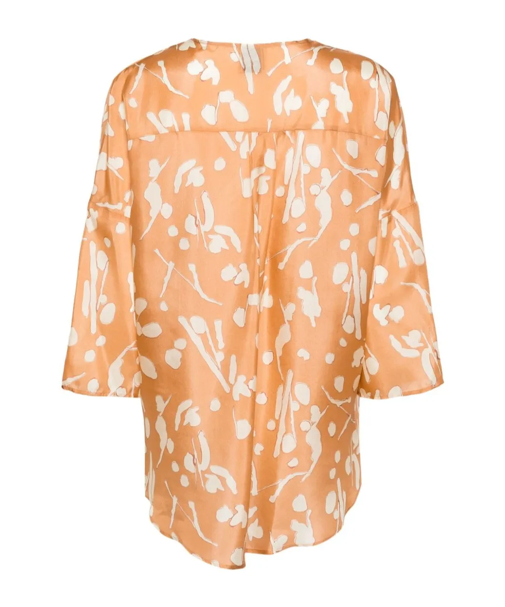 Abstract-Print Silk Blouse