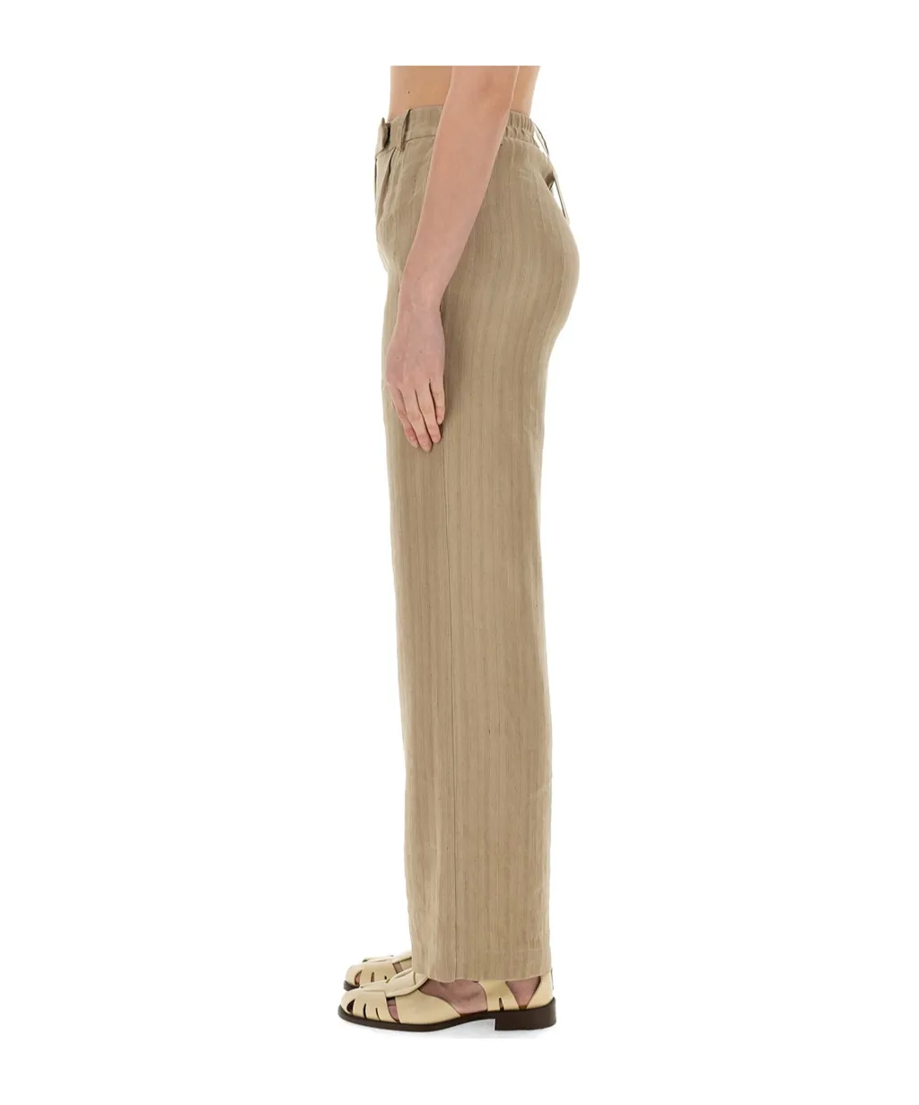 Herringbone Straight Leg Trousers