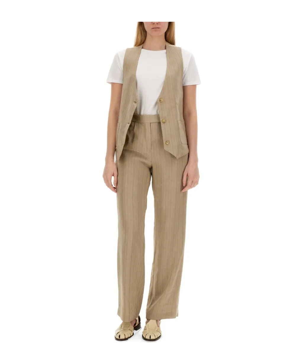 Herringbone Straight Leg Trousers