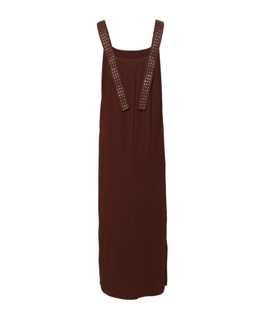 Interwoven Straps Plissé Midi Dress