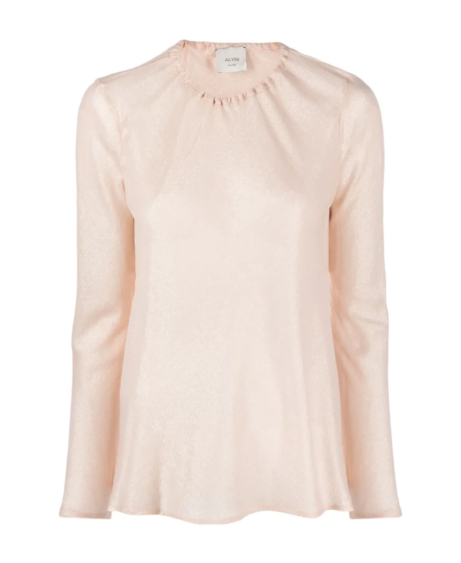 Lurex-Detail Flared Hem Blouse