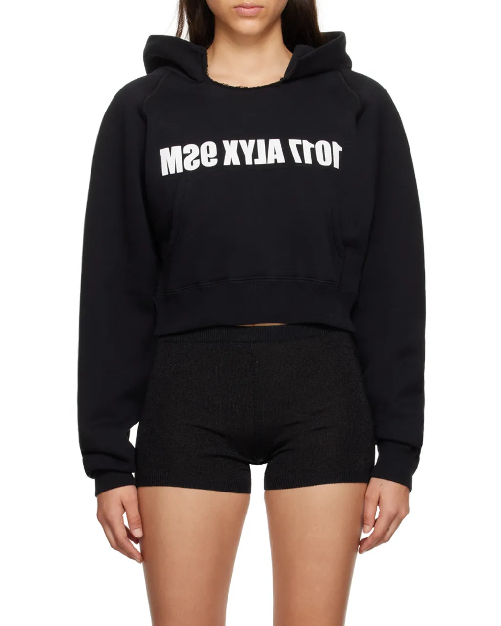 Logo Printed Cropped Hoodie