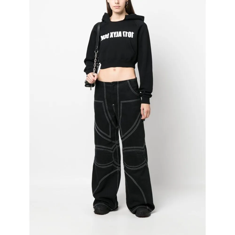 Logo Printed Cropped Hoodie