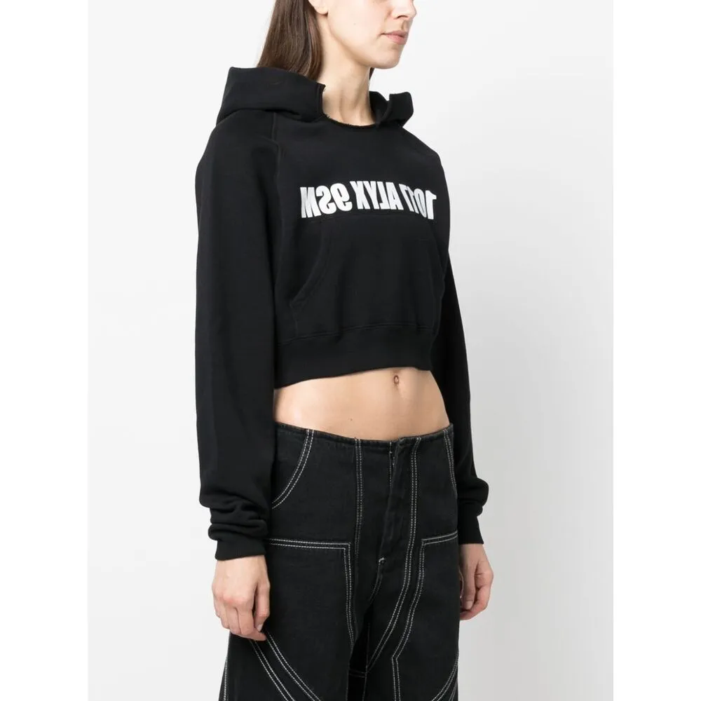 Logo Printed Cropped Hoodie