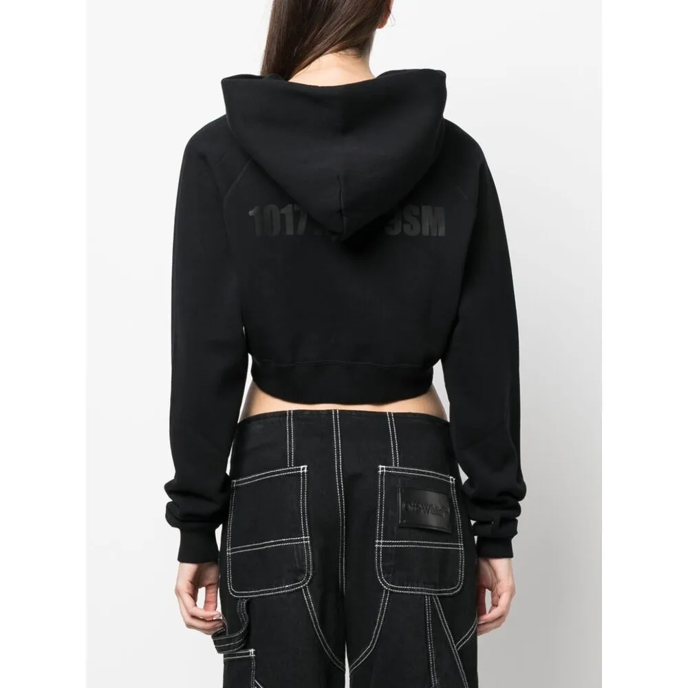 Logo Printed Cropped Hoodie