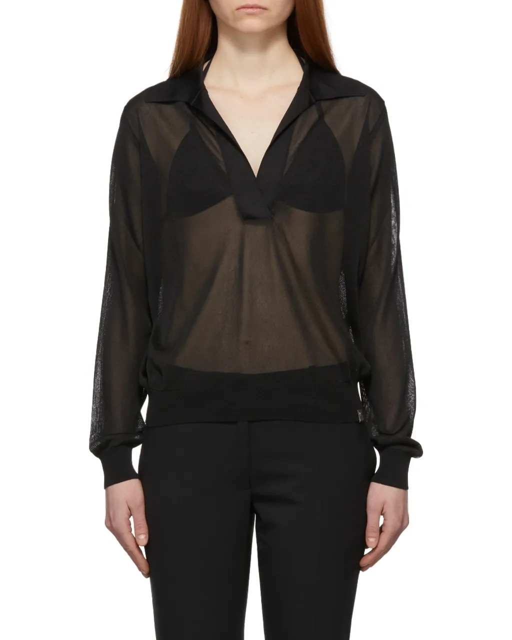 Translucent Long-Sleeved Polo Shirt
