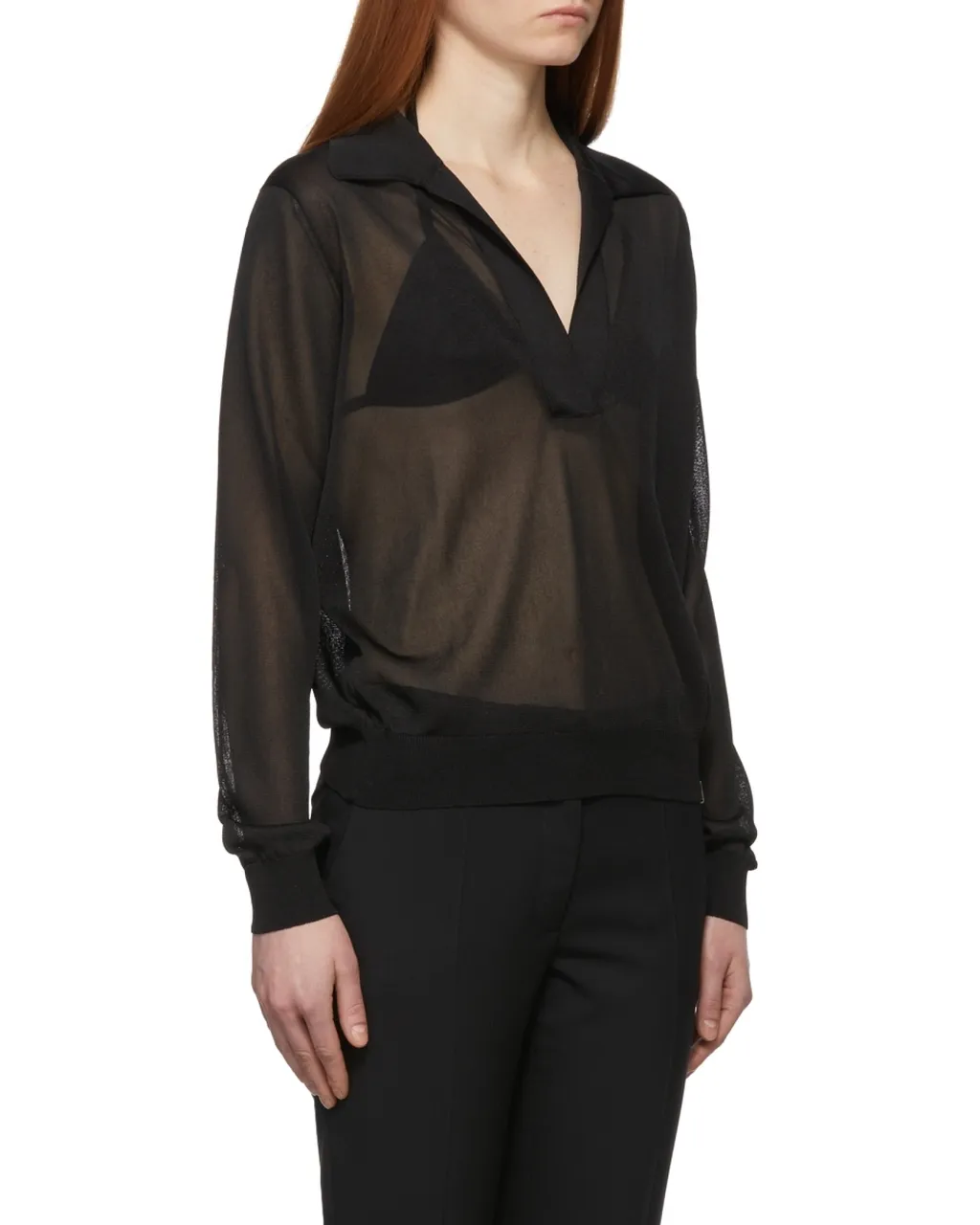 Translucent Long-Sleeved Polo Shirt