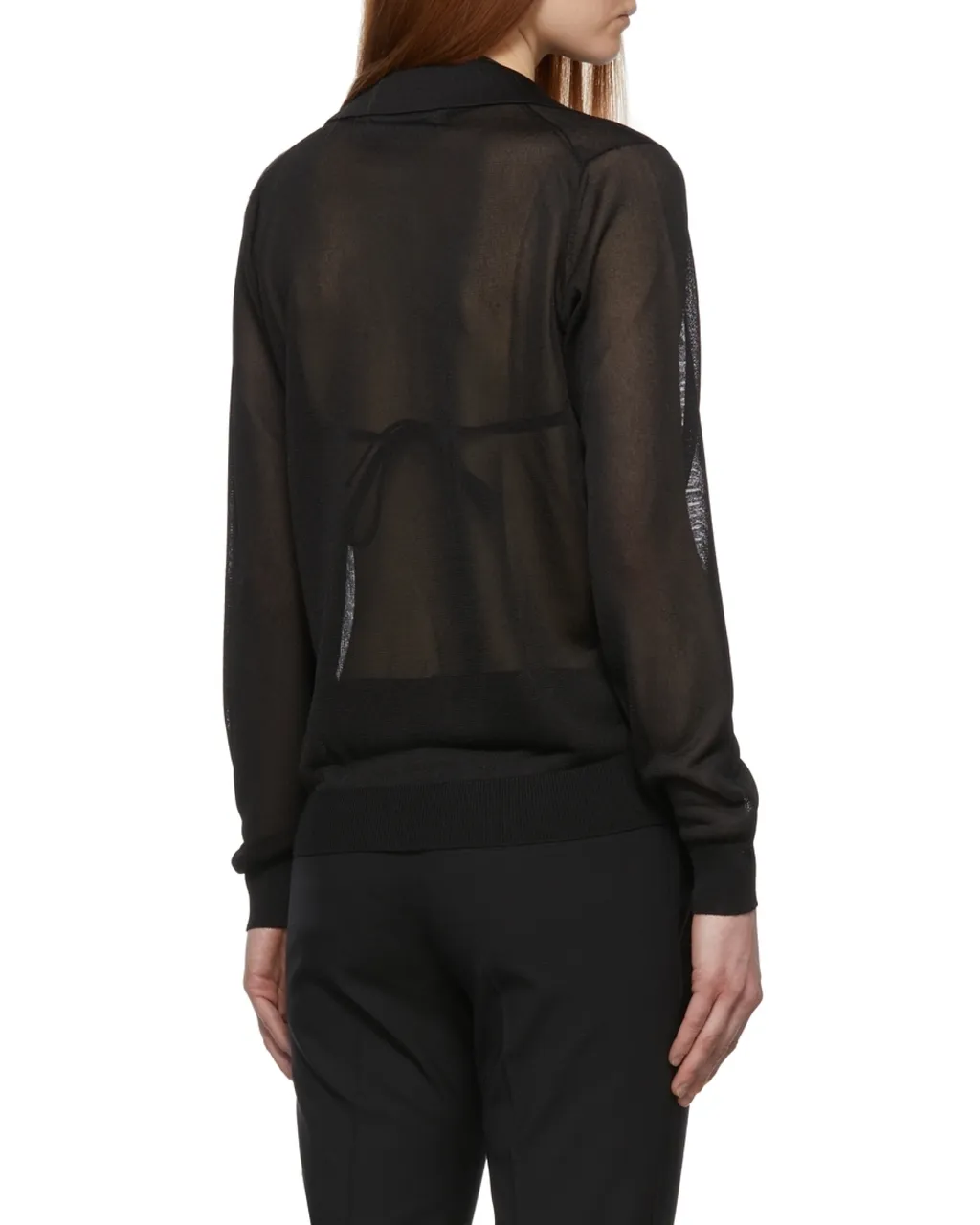 Translucent Long-Sleeved Polo Shirt