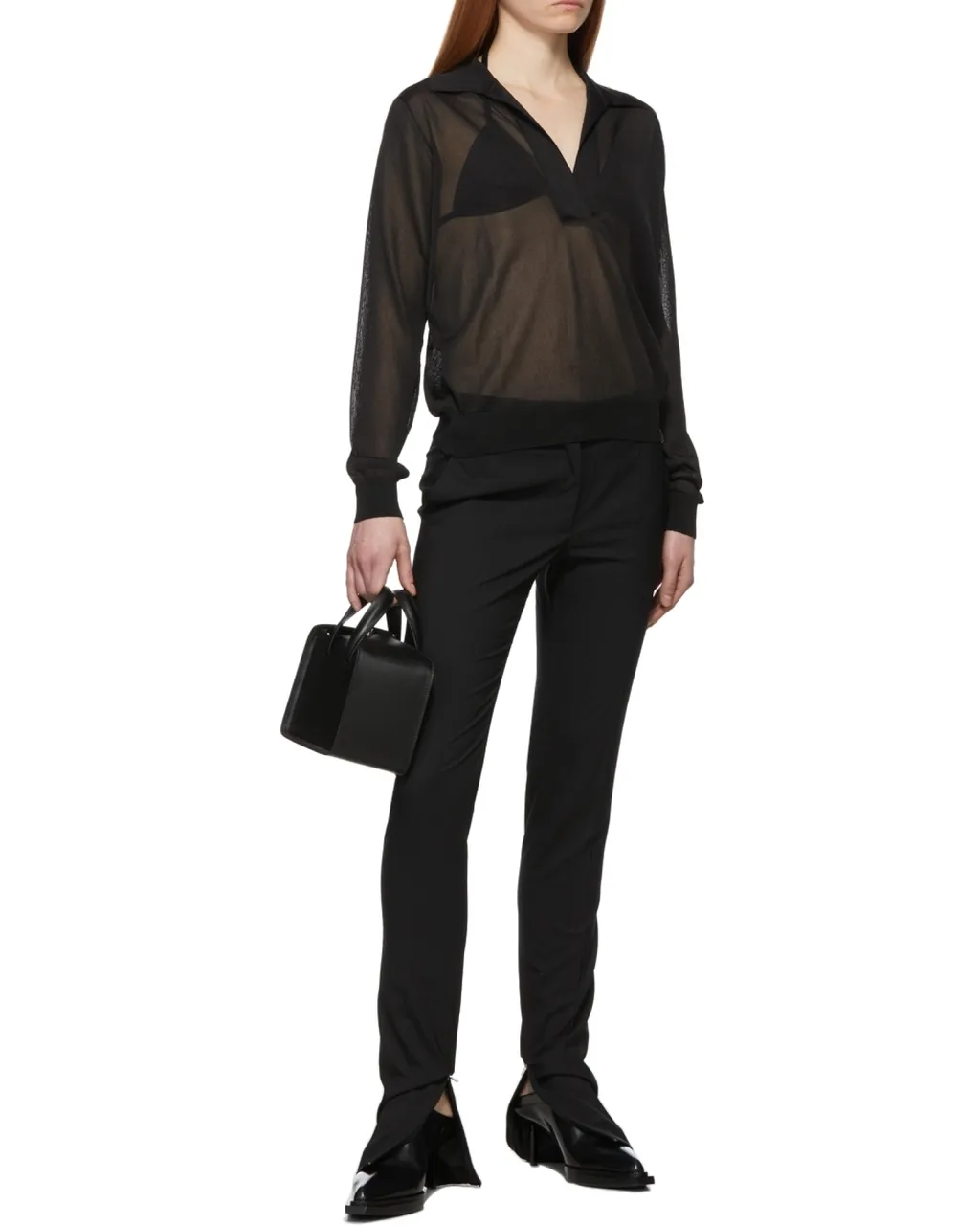 Translucent Long-Sleeved Polo Shirt