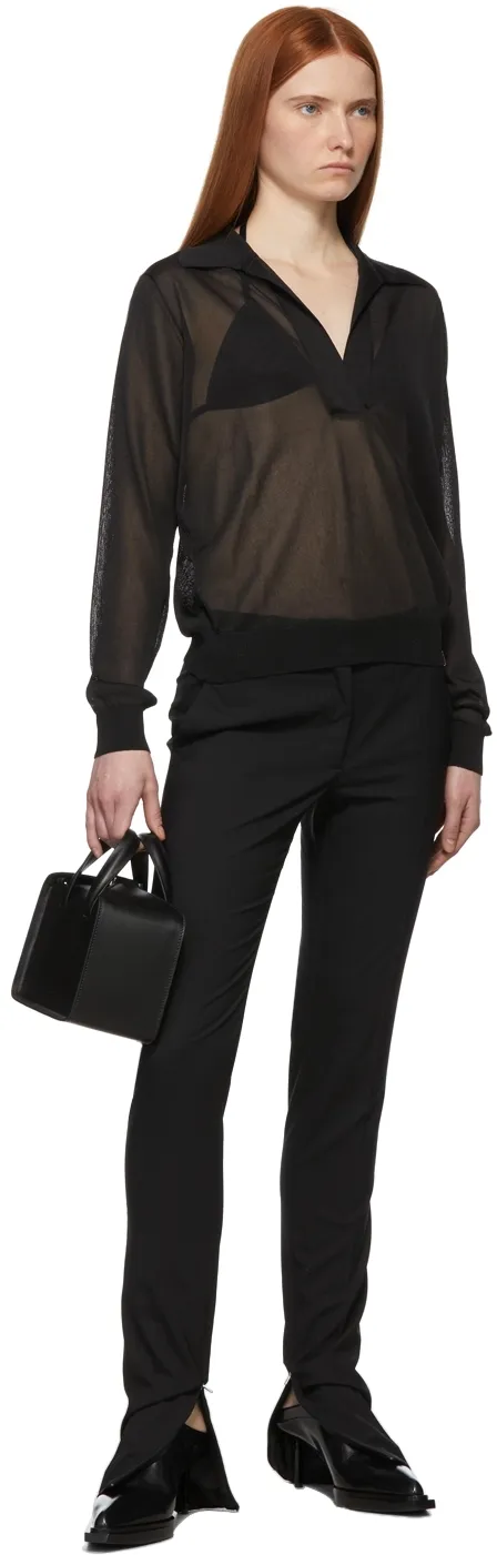 Translucent Long-Sleeved Polo Shirt