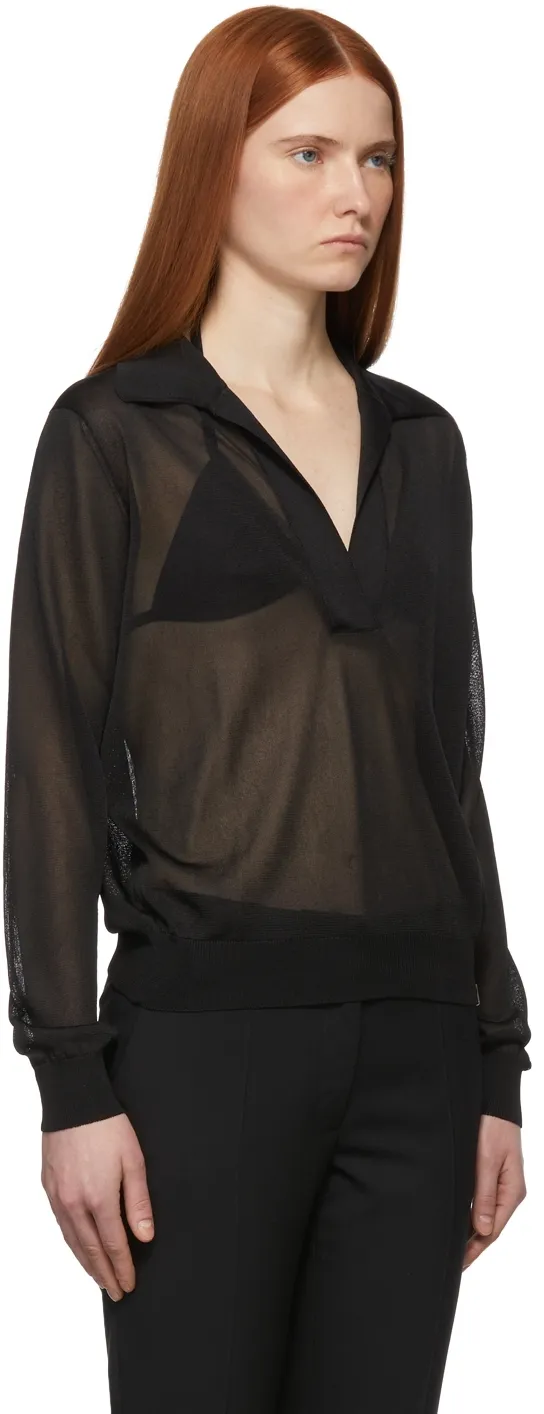 Translucent Long-Sleeved Polo Shirt