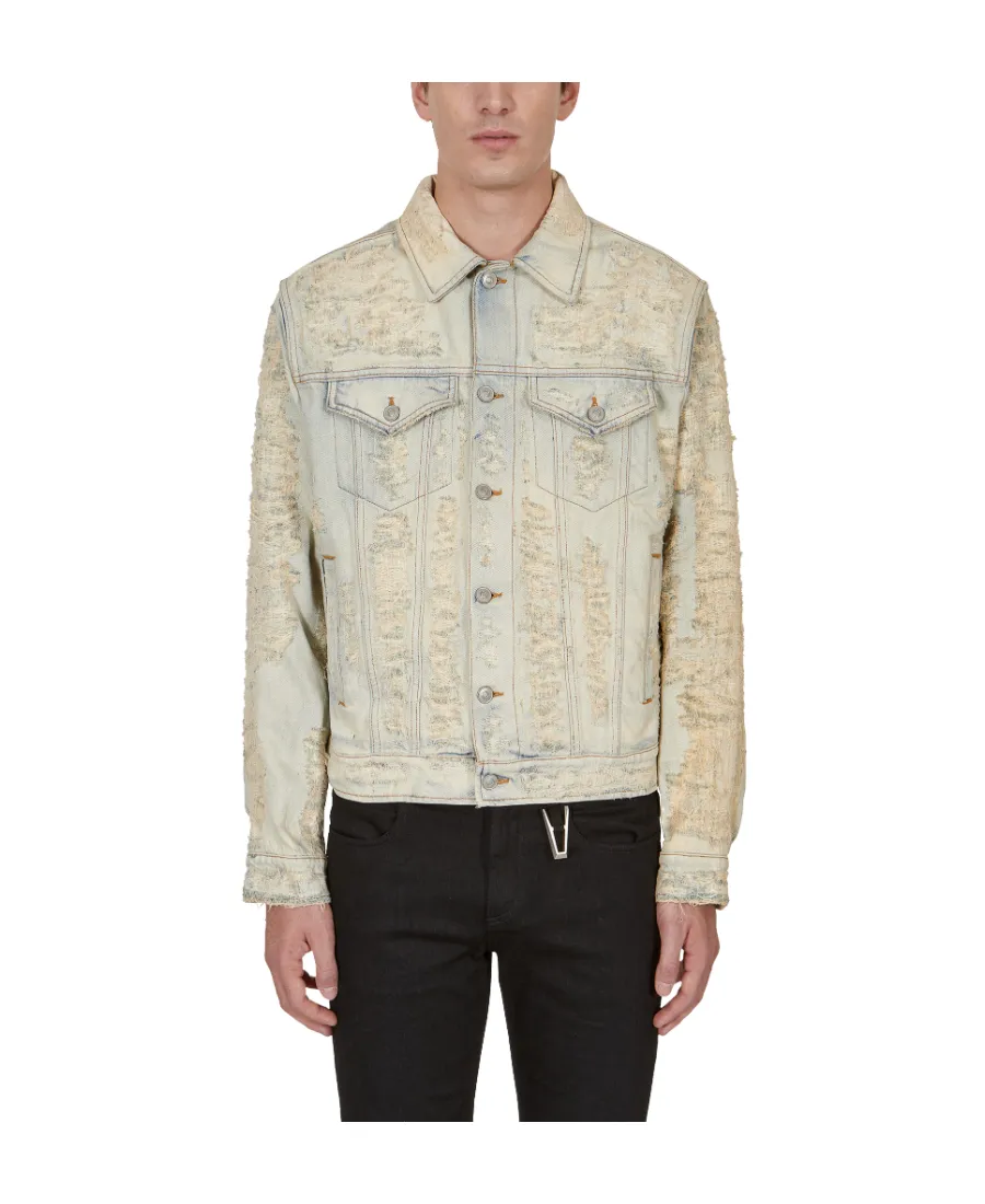 Distressed Long-Sleeved Denim Jacket