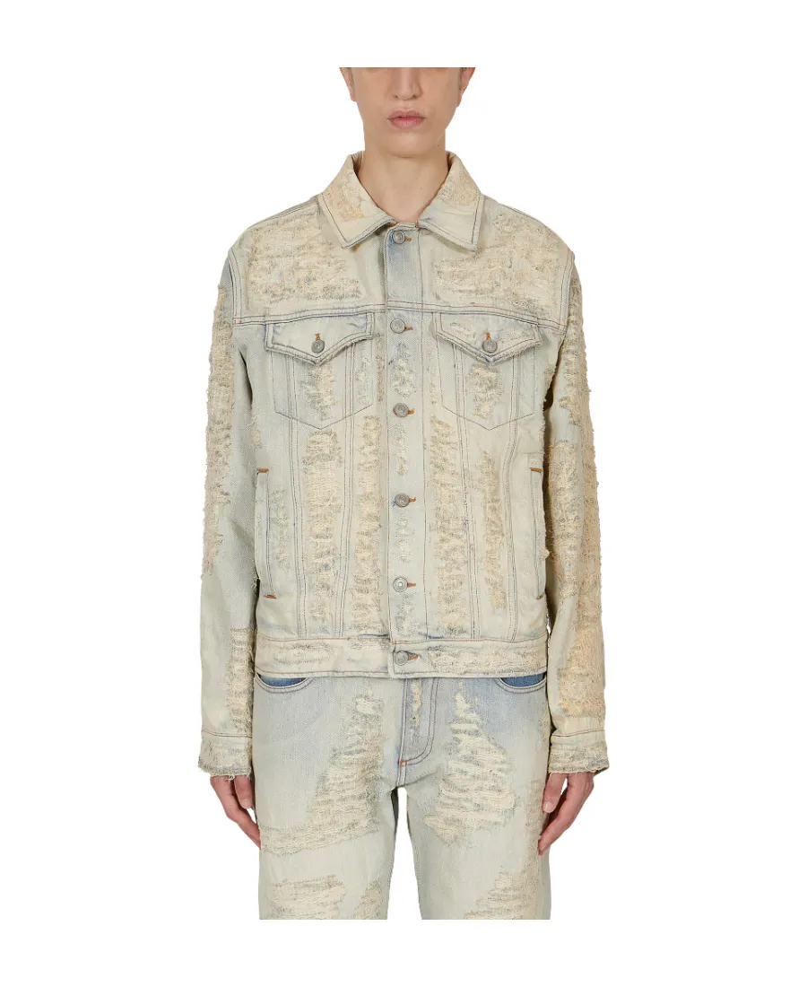 Distressed Long-Sleeved Denim Jacket