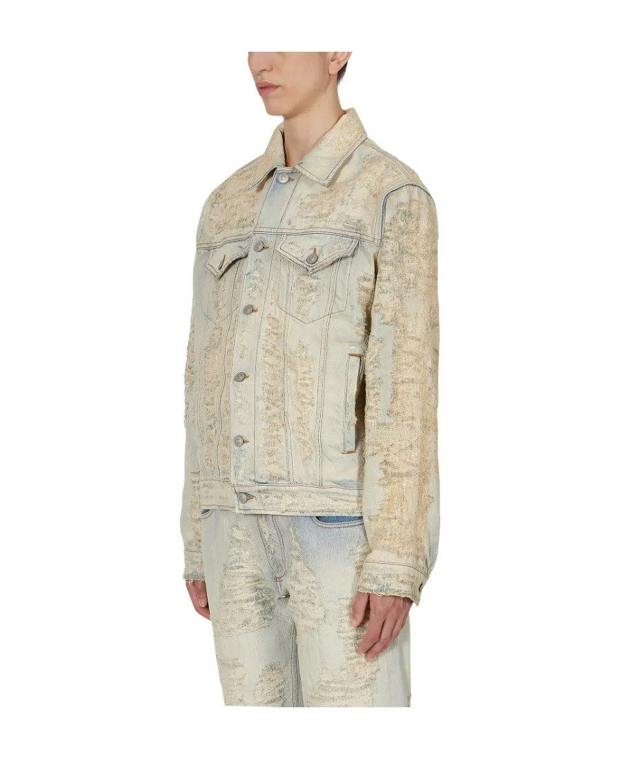 Distressed Long-Sleeved Denim Jacket