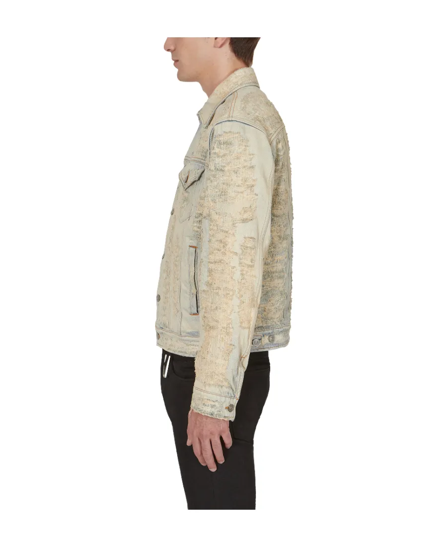 Distressed Long-Sleeved Denim Jacket