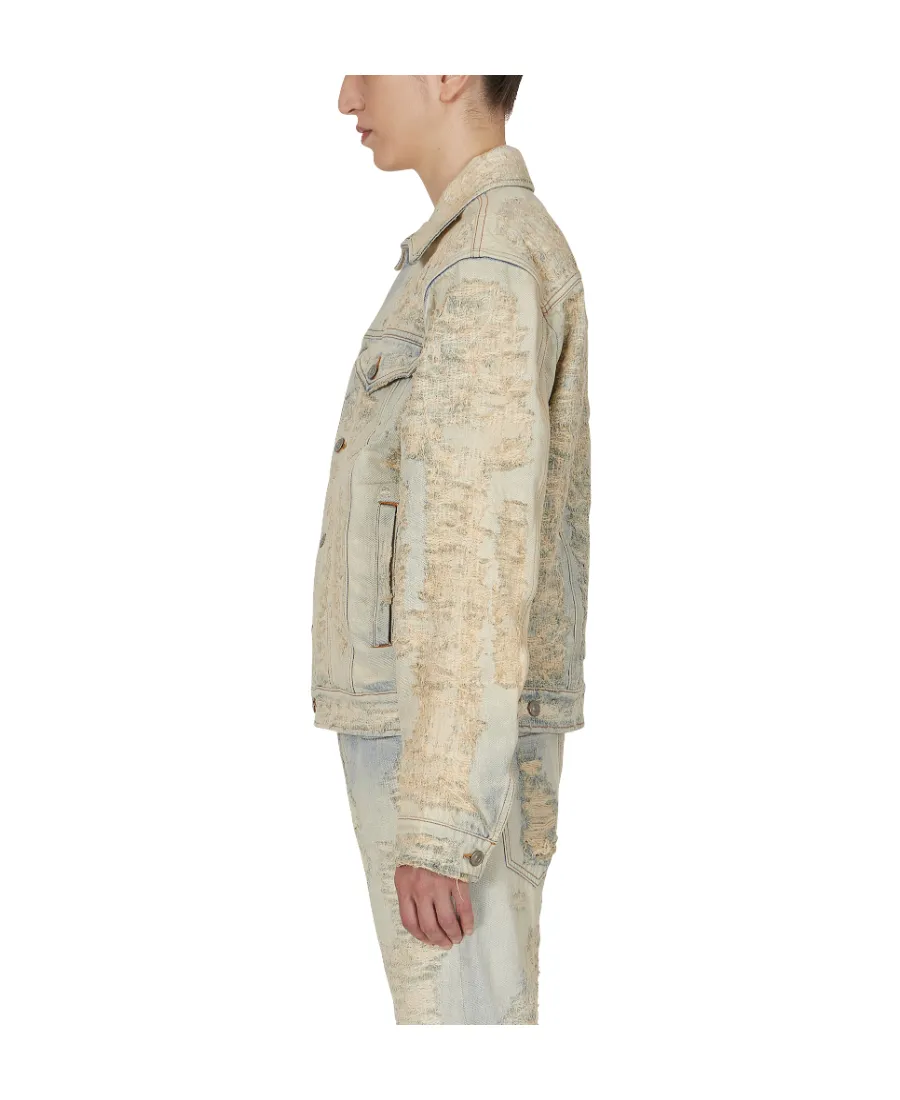 Distressed Long-Sleeved Denim Jacket