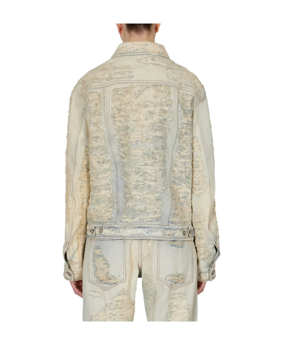 Distressed Long-Sleeved Denim Jacket