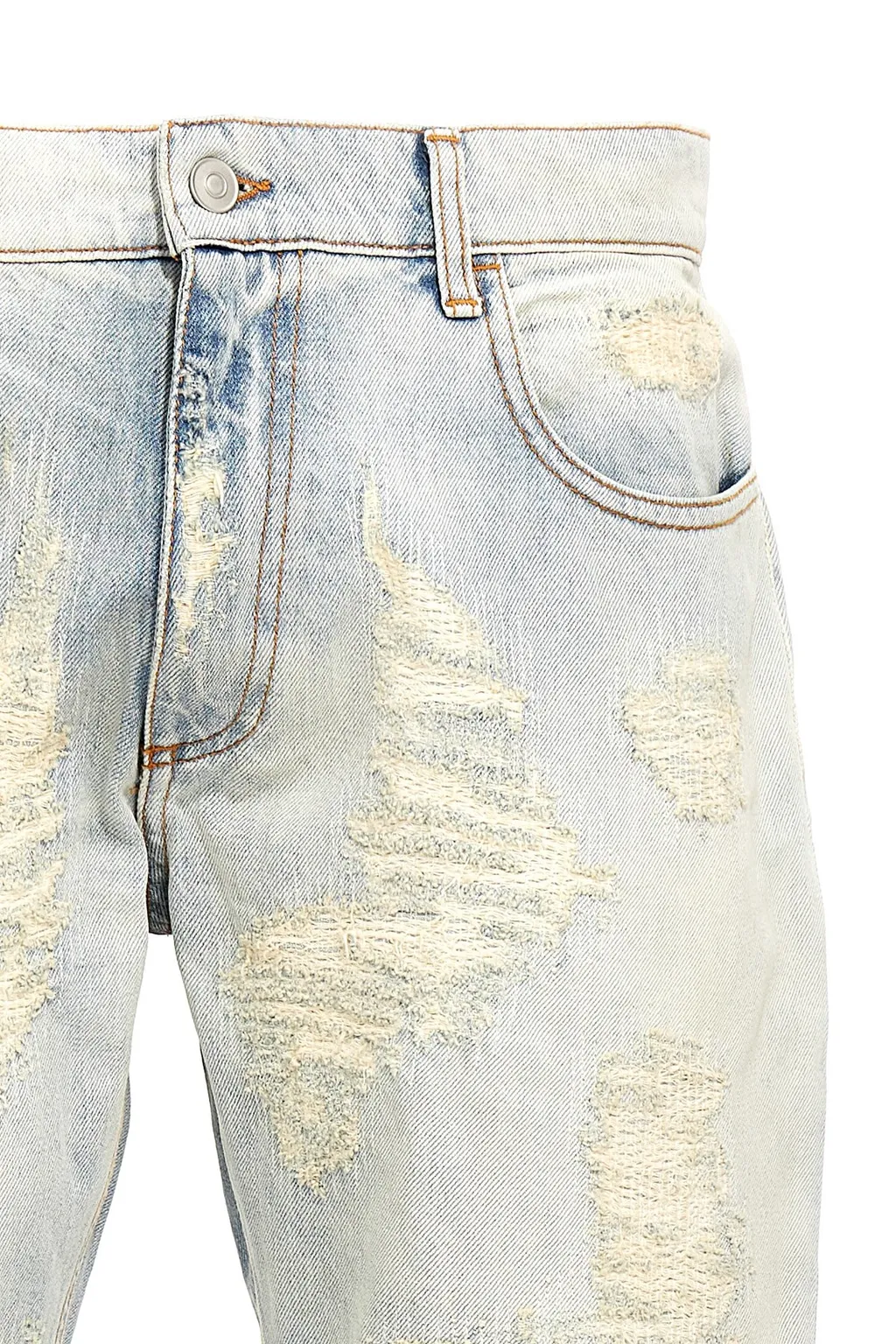 Logo Patch Distressed Jeans
