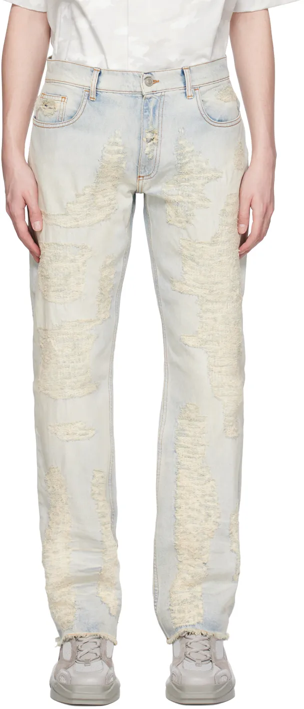 Logo Patch Distressed Jeans