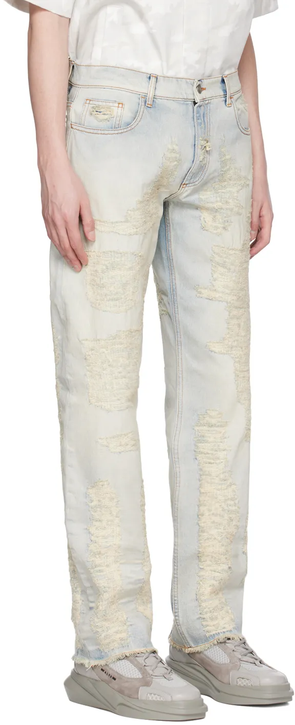 Logo Patch Distressed Jeans