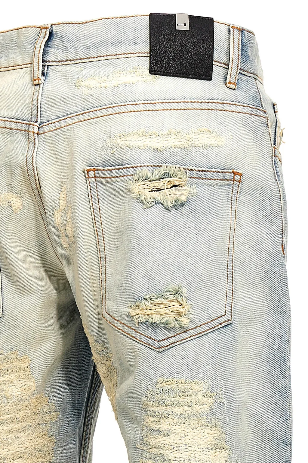 Logo Patch Distressed Jeans