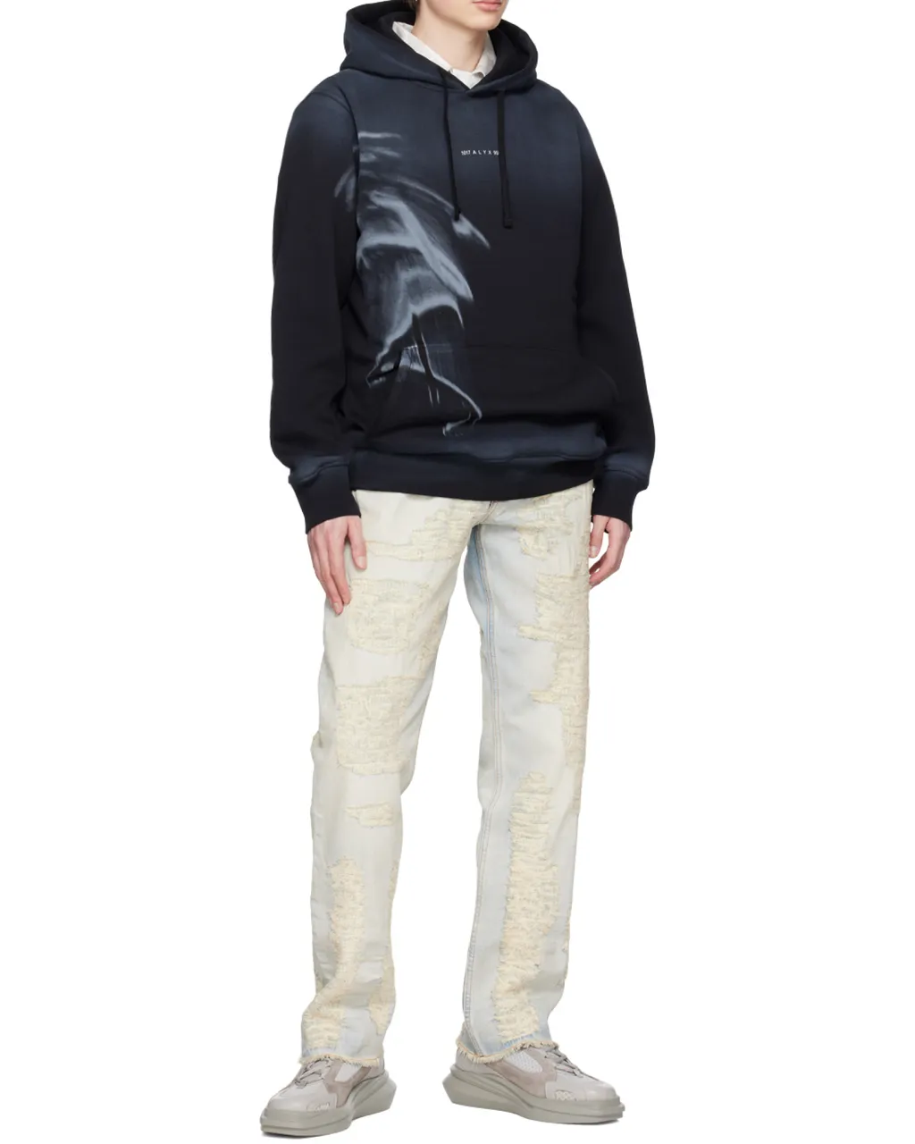 Logo Patch Distressed Jeans
