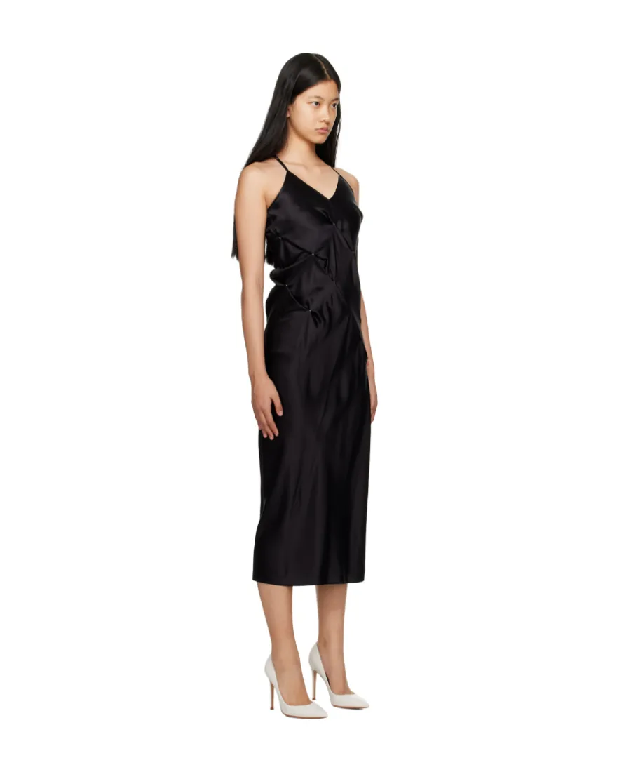 Embellished Gathered-Detail Slip Dress