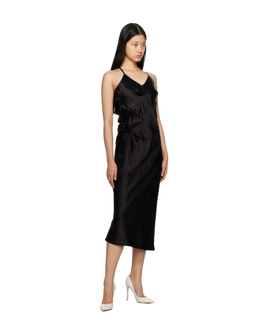 Embellished Gathered-Detail Slip Dress