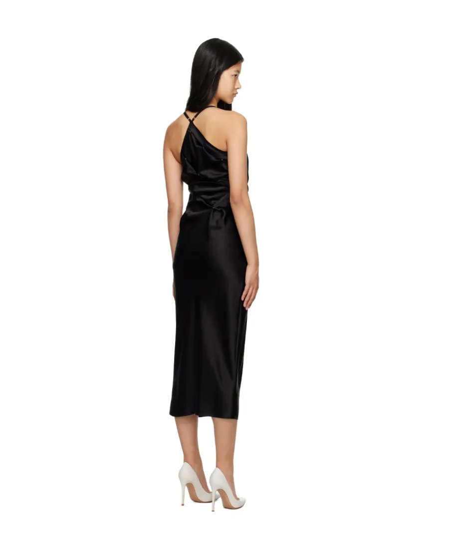 Embellished Gathered-Detail Slip Dress