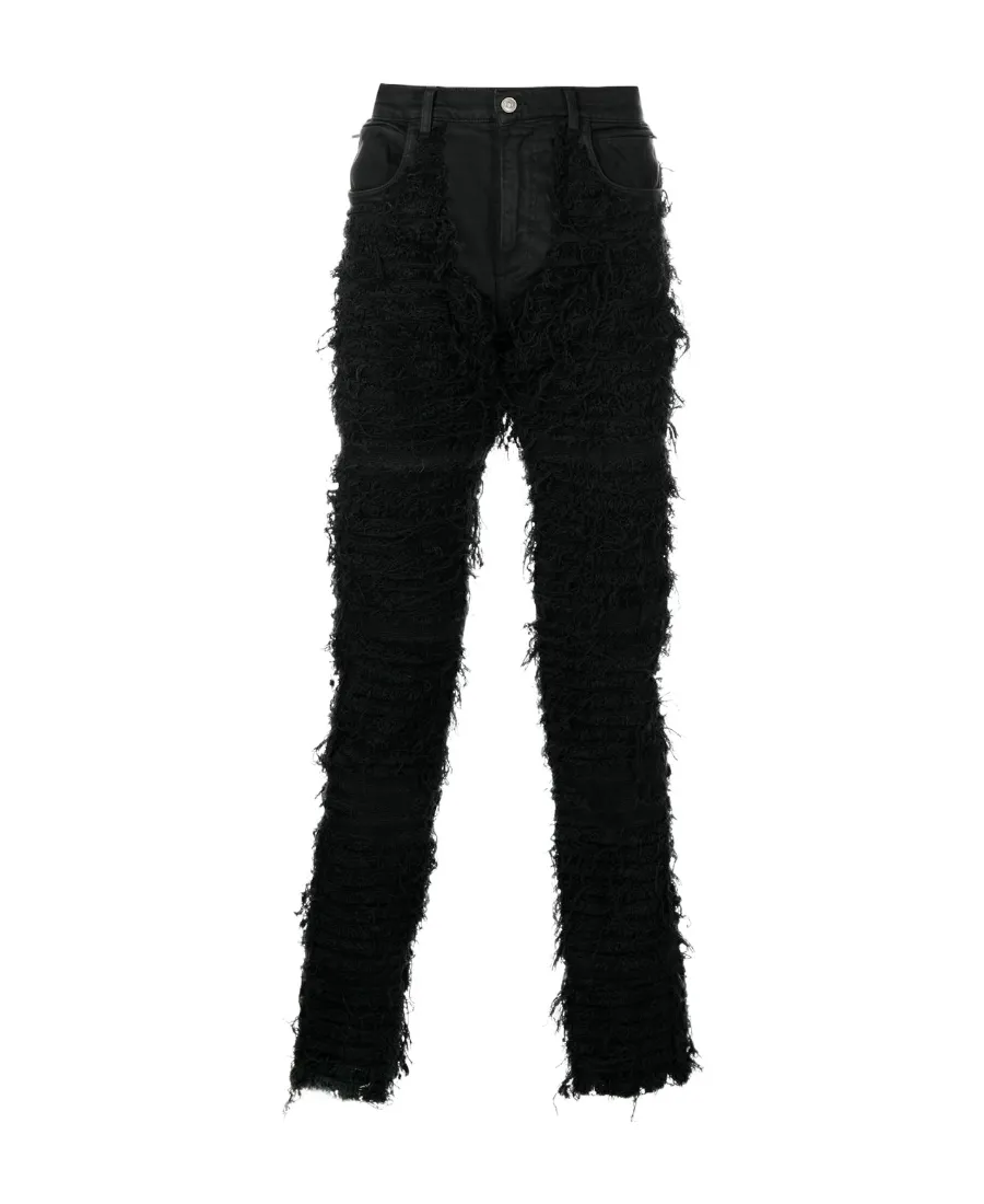Distressed Straight-Leg Jeans