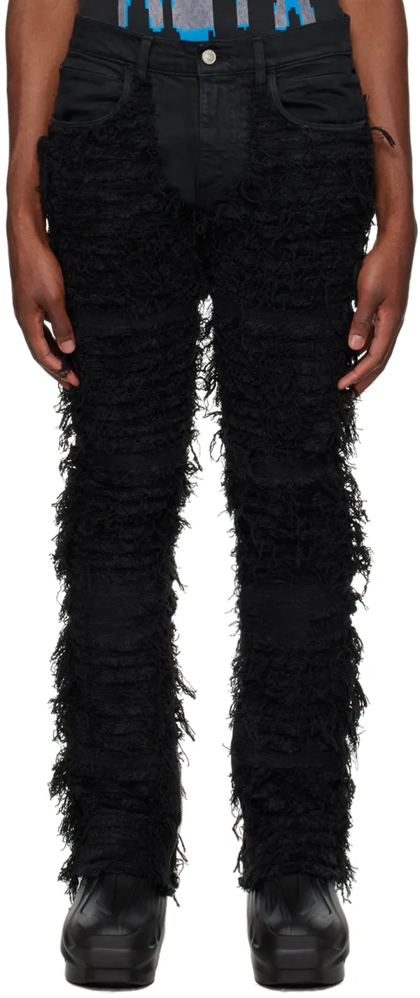 Distressed Straight-Leg Jeans