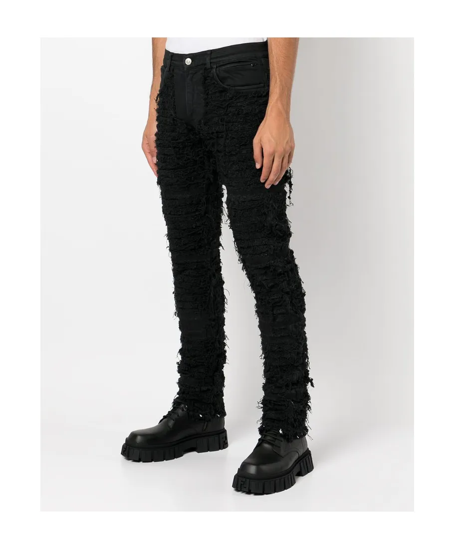 Distressed Straight-Leg Jeans