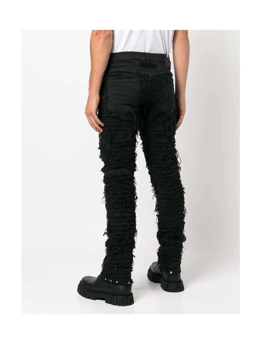 Distressed Straight-Leg Jeans