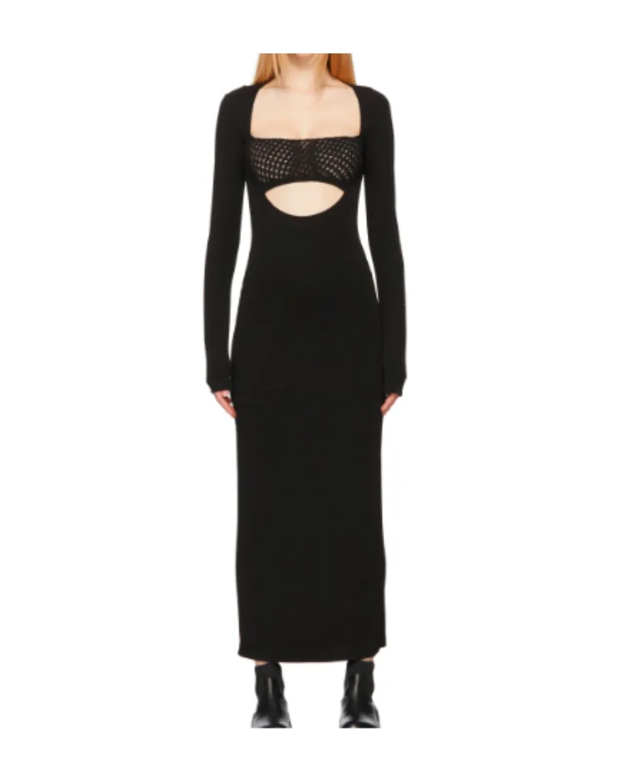 Bandeau-Panel Macramé Knit Dress