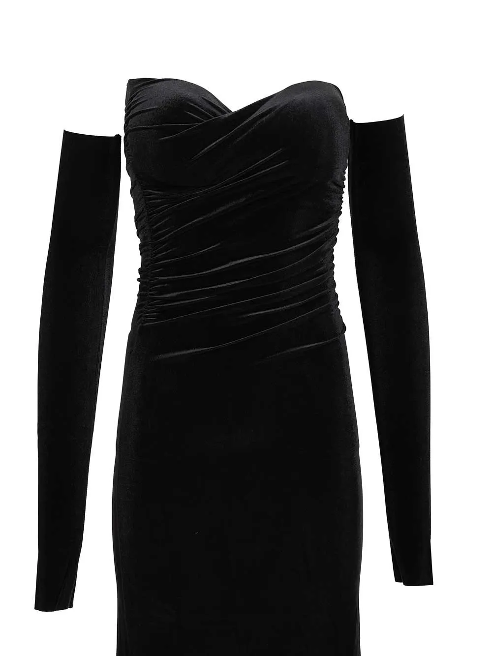 Velvet Draped Long Dress