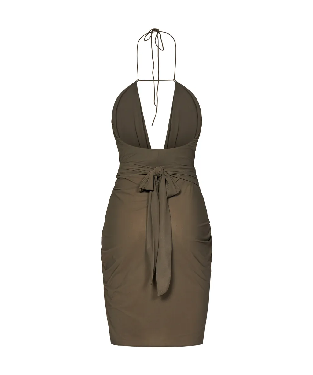 Halterneck Ruched Mini Dress
